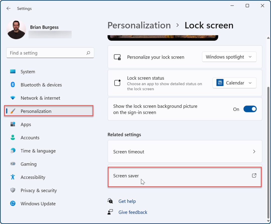 Personalizzazione-blocco-schermo imposta le foto come screen saver su Windows