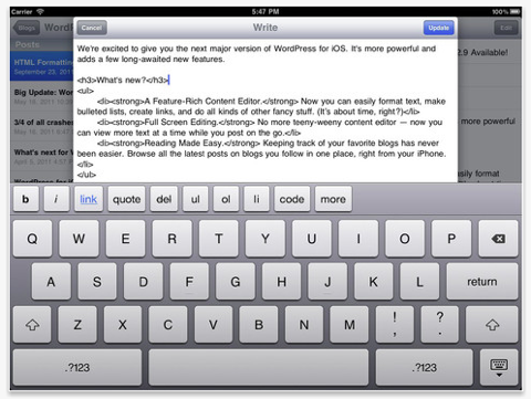 strumento ipad app wordpress