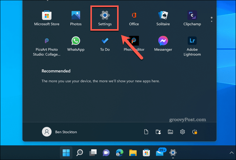 Apri il menu Impostazioni di Windows 11