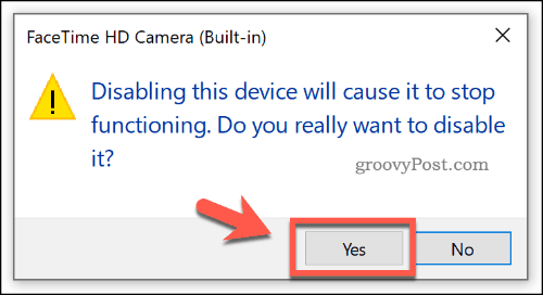 Conferma di un dispositivo disabilitato in Gestione dispositivi su Windows 10