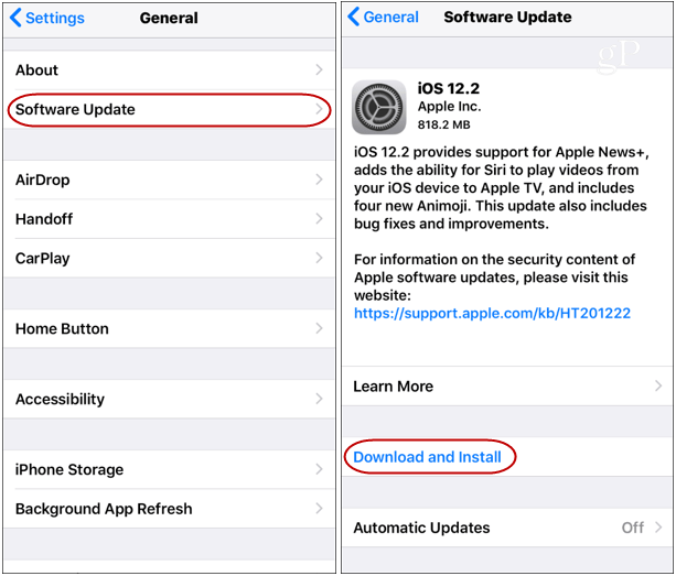 Aggiornamento iOS 12.2