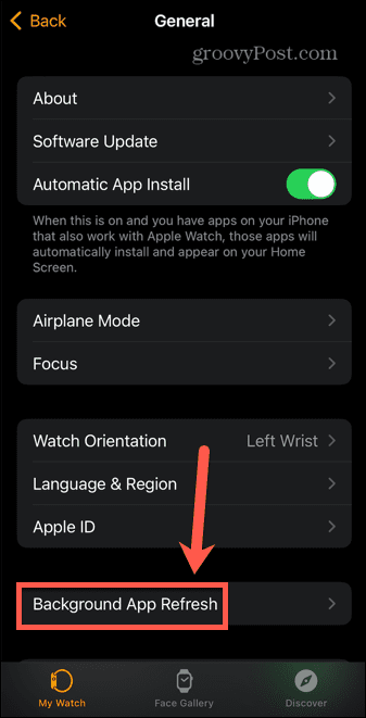 aggiornamento dell'app in background di Apple Watch