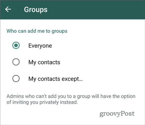 WhatsApp non aggiunge più ai gruppi di tutti (2)