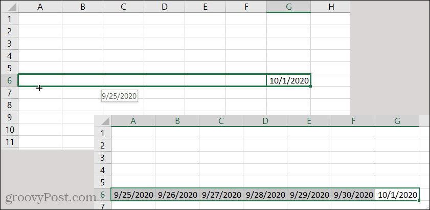 Data di riempimento automatico di Excel all'indietro