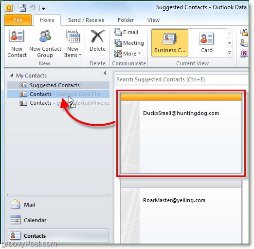 Come trovare e aggiungere contatti di Outlook 2010 non salvati