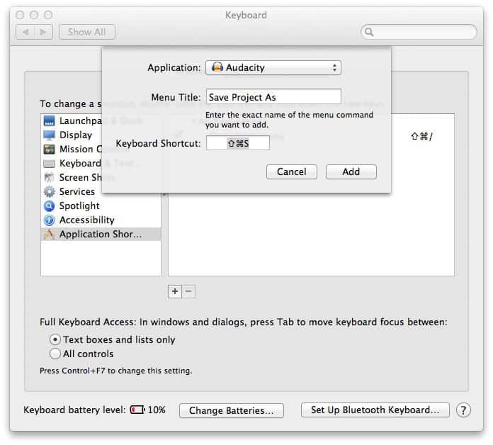 Come creare una scorciatoia da tastiera in qualsiasi programma Mac OS X.