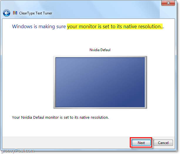 assicurarsi che il monitor di Windows 7 sia impostato sulla risoluzione nativa