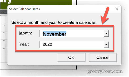 date del calendario excel