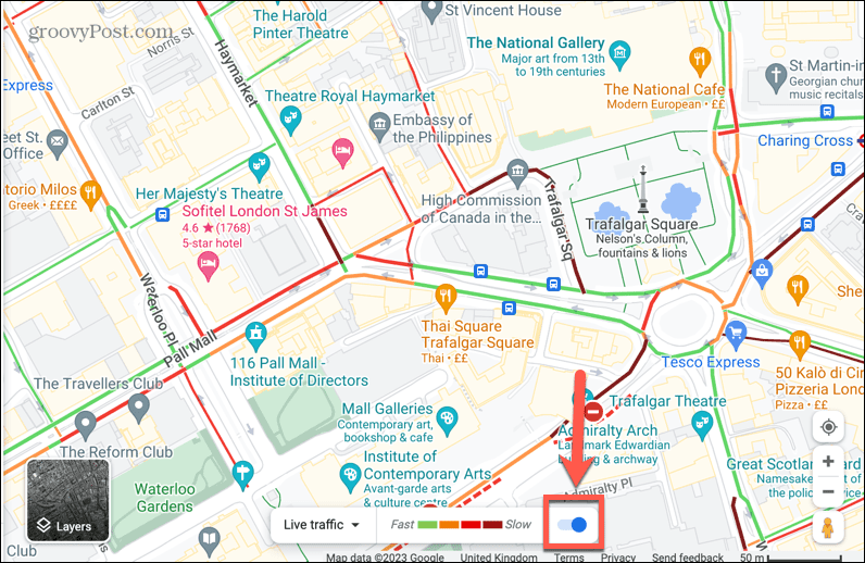 Attivazione/disattivazione del traffico in tempo reale di Google Maps