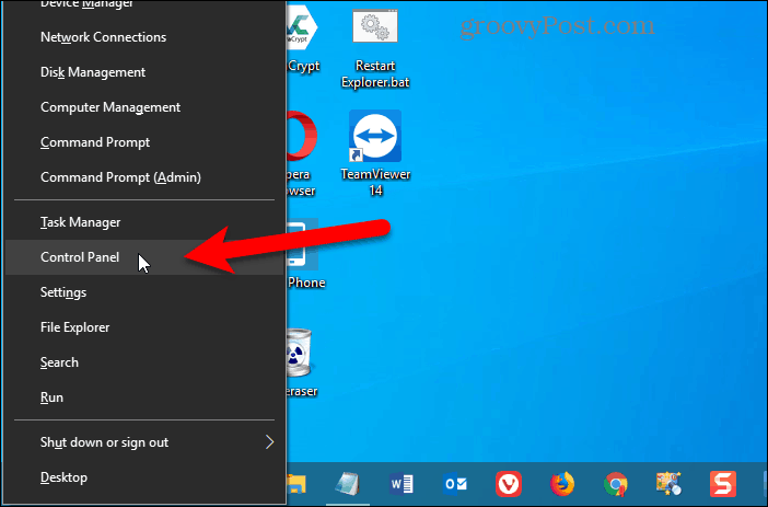Pannello di controllo aggiunto al menu Win + X in Windows 10