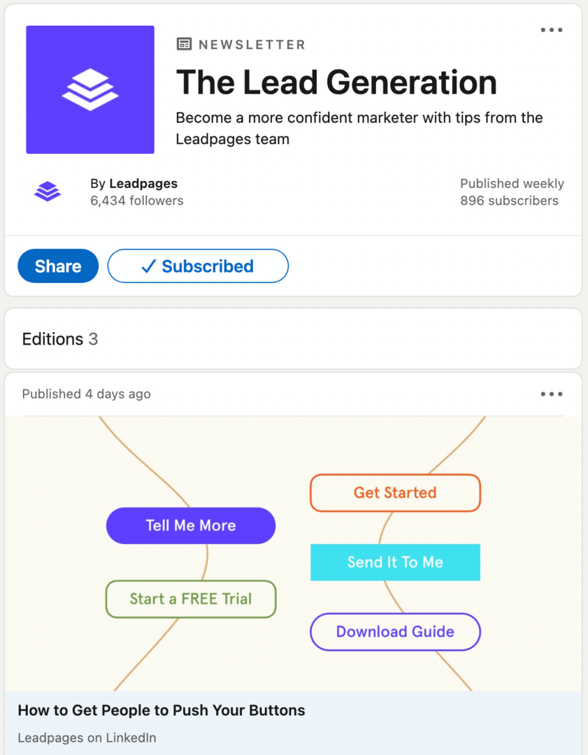 immagine della newsletter di The Lead Generation su LinkedIn