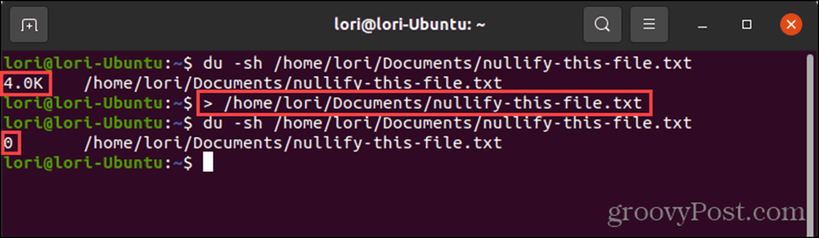 Reindirizzamento a null in Linux