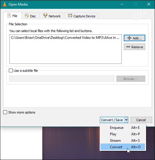  VLC Scegli File Convert
