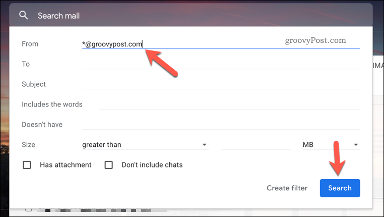 Creazione di una nuova regola di filtro in Gmail