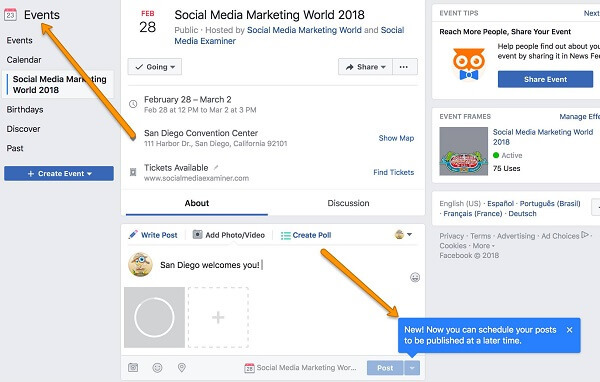  Facebook ora rende più facile per gli amministratori e i creatori di eventi pianificare e programmare i post sulle loro pagine degli eventi di Facebook.