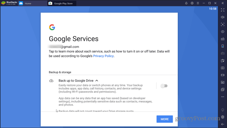 servizi Google bluestacks