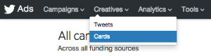 le opzioni del menu Twitter dei creativi