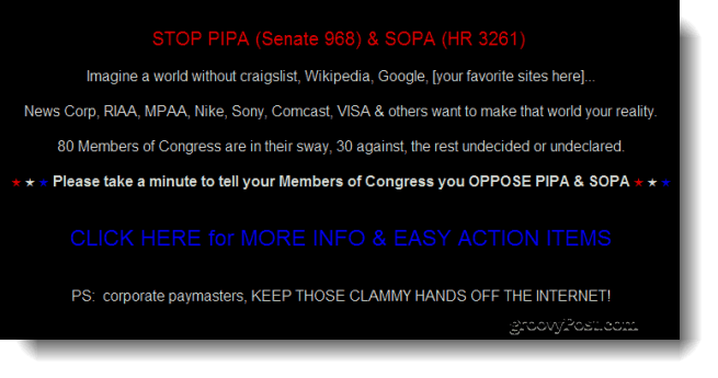 Google, Wikipedia tra i siti "Going Dark" oggi per protestare contro le proposte di legge antipirateria al Congresso