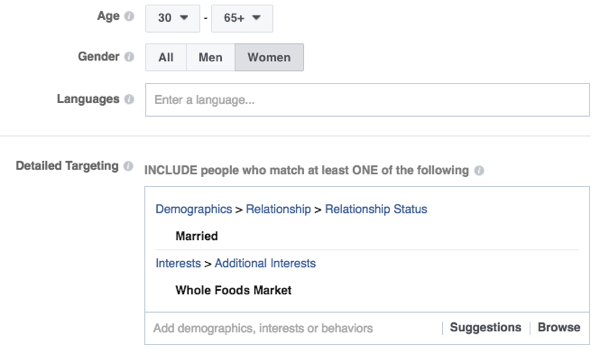 Le funzionalità di targeting di Facebook sono robuste.