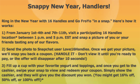 16handle promo della campagna snap