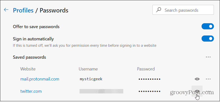 visualizzare la password