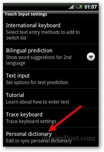 Aggiungi dizionario Android 4