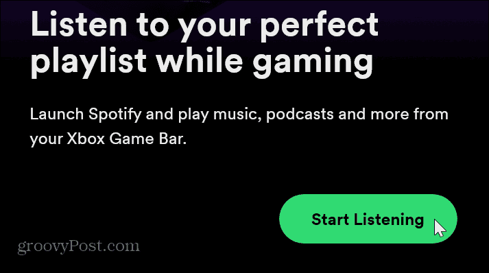 inizia ad ascoltare l'attività del gioco Spotify