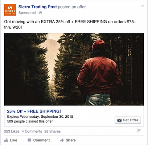 sierra trading post Facebook annuncio