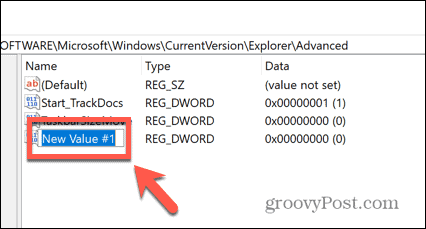 windows 11 selezionare dword