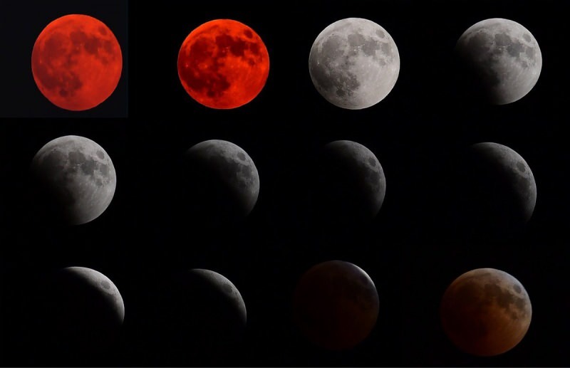sarà visto in diversi colori durante la fase dell'eclissi lunare