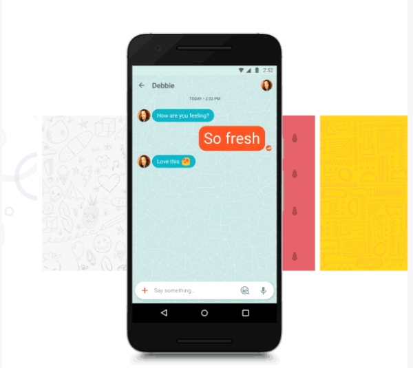 Google Allo ha aggiunto una nuova funzione per rendere più facile trovare e inviare l'emoji o l'adesivo perfetto e una gamma di sfondi per completare il tuo stile nelle tue chat