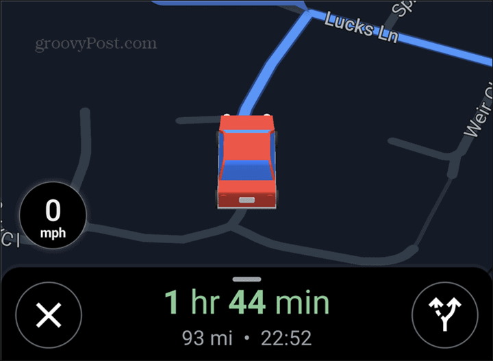 Simbolo dell'automobile di Google Maps rosso