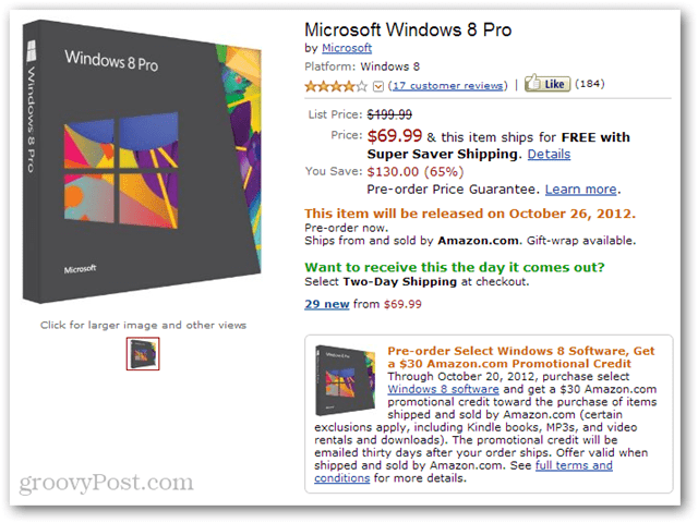 Sconto promozionale per il codice coupon di Windows 8