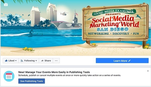Facebook semplifica la gestione degli eventi Facebook da una pagina all'interno degli strumenti di pubblicazione.