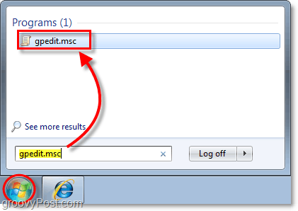 digita gpedit.msc nella barra delle applicazioni di Windows 7, ecco come accedere all'editor dei criteri di gruppo locale nella finestra 7