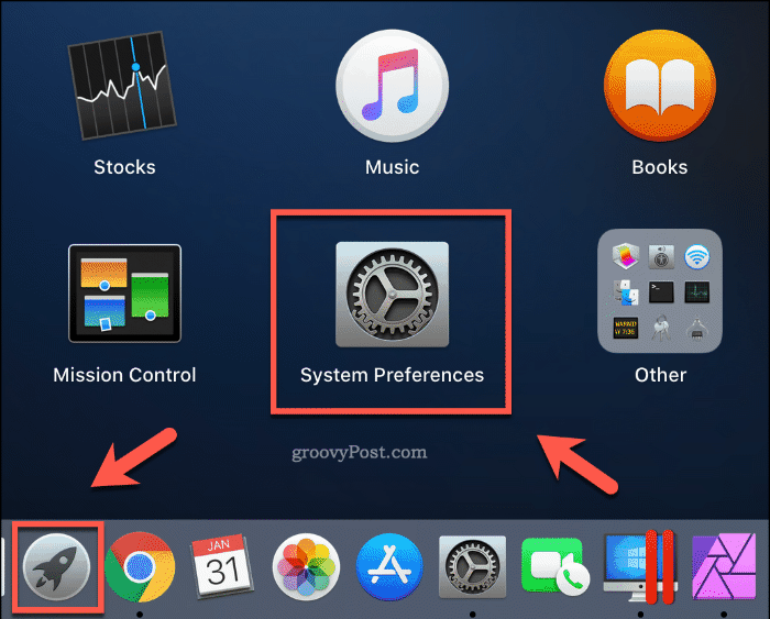 Avvio delle Preferenze di Sistema dal Launchpad su macOS