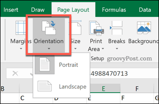 Opzioni di orientamento della pagina di Excel