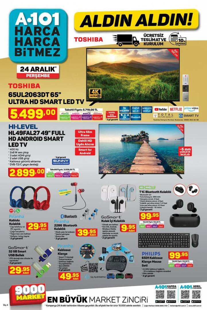 Televisore 4K ULTRA HD a 101 mercati! Quali sono i prodotti del catalogo 24 dicembre A 101?