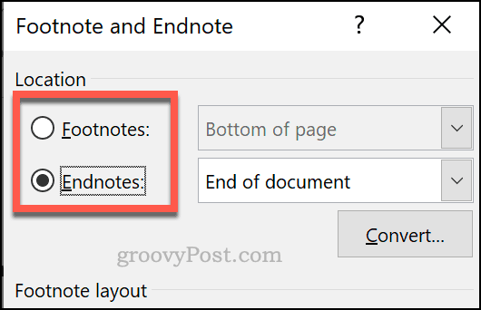 Scegliere di personalizzare le note a piè di pagina o le note di chiusura in Word