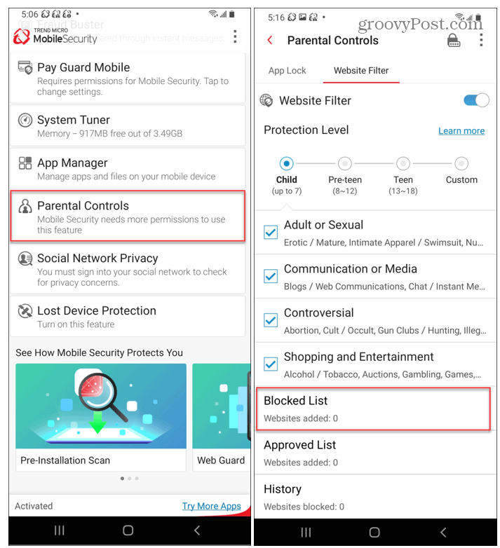 Controllo genitori di Trend Micro