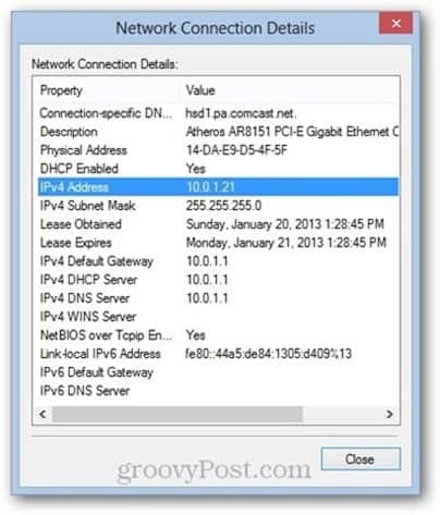 indirizzo MAC (Media Access Control) di Windows 8