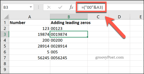 Aggiunta di un determinato numero di zeri iniziali alle celle di Excel