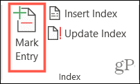 Pulsante Mark Entry Index