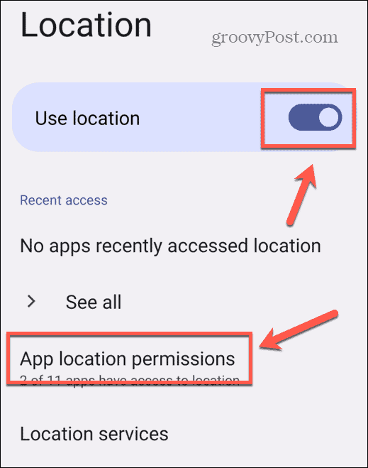 permessi di localizzazione Android
