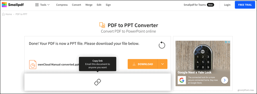 Smallpdf PDF convertito in PowerPoint