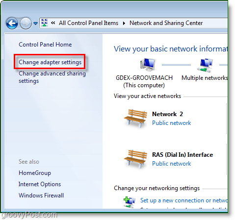 modificare le impostazioni della scheda di rete in Windows 7