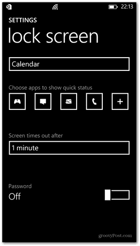 Windows Phone 8 personalizza la password della schermata di blocco disattivata