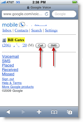 Google Voice Mobile Effettua una chiamata o invia un messaggio SMS Txt
