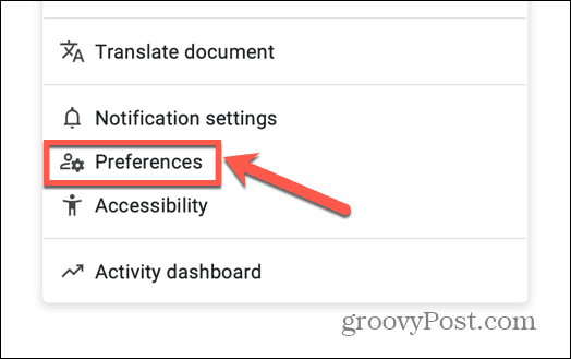 preferenze di Google Documenti