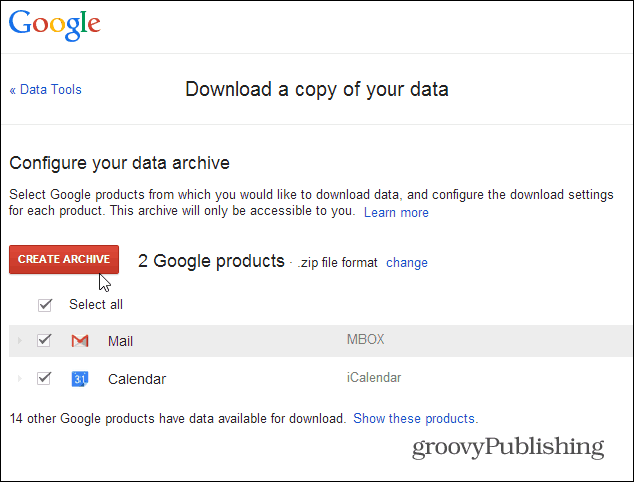 archivia i dati di Gmail